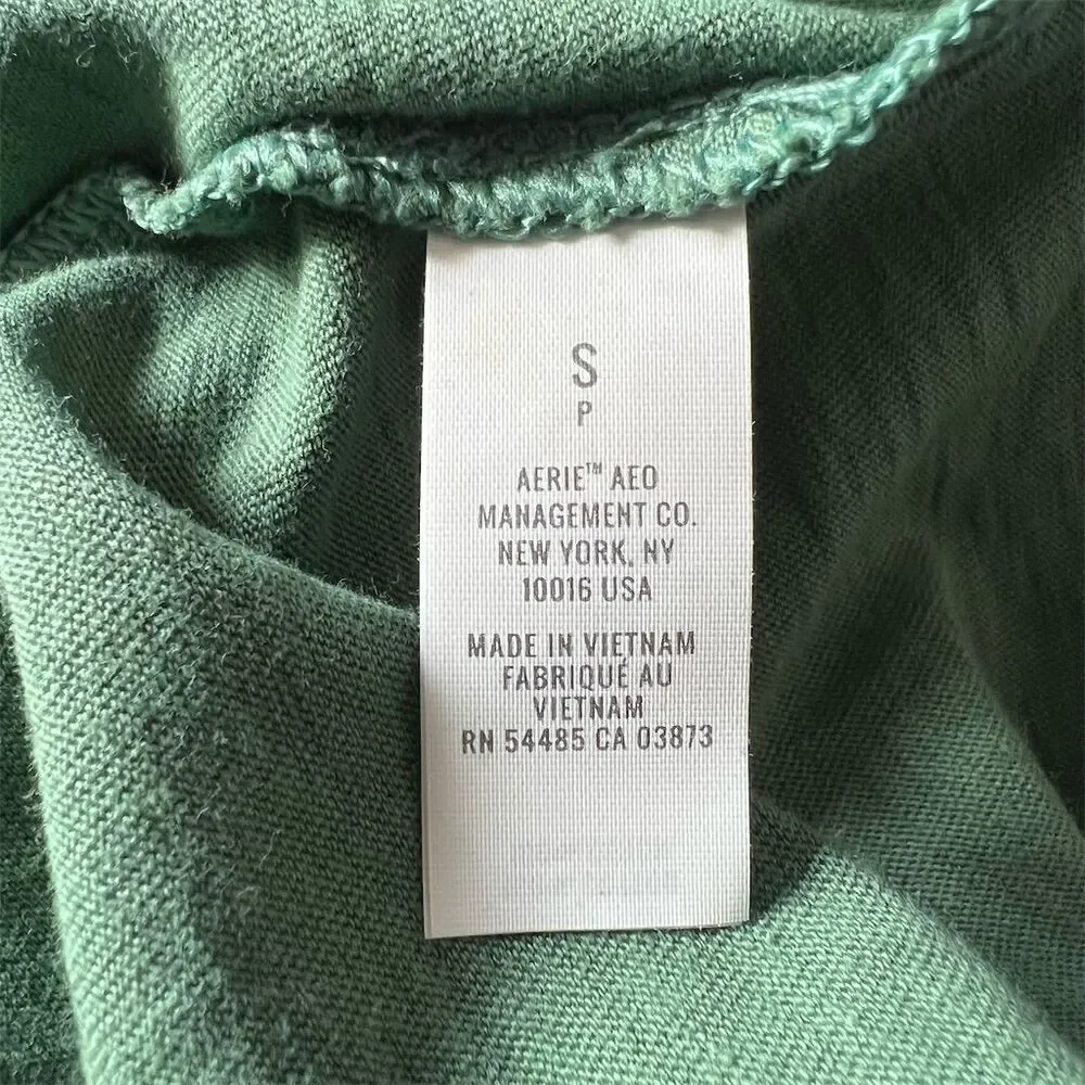 Aerie Women's Long Sleeve Graphic Tee Green Size S Standard Casual Cozy - Picture 7 of 10